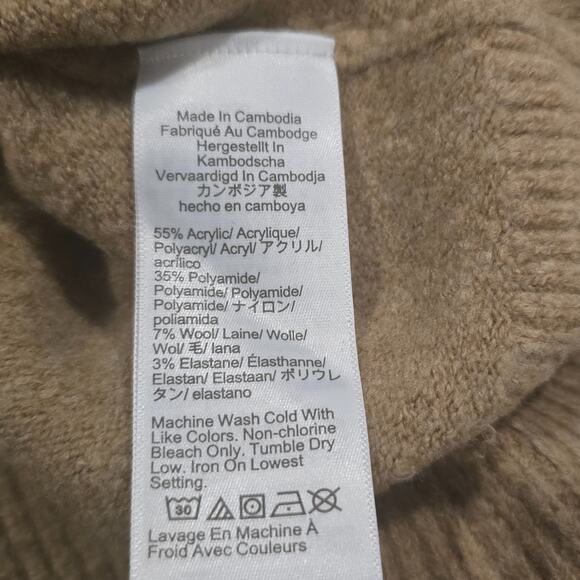 J Crew Mens L Colorblock Tan Ivory Crewneck Extra Soft Yarn Pullover Sweater - Picture 4 of 4